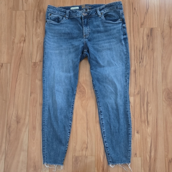 Kut From The Kloth Carlo Mid Rise Ankle Skinny Raw Hem Jeans Size 14 - Picture 1 of 11